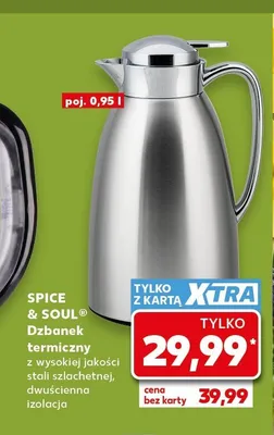 Dzbanek termiczny SPICE & SOUL z wysokiej jakości stali szlachetnej dwuścienna izolacja poj. 0,95l promocja w Kaufland