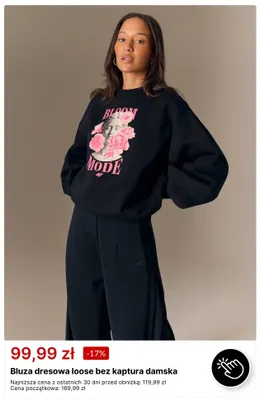 Bluza dresowa loose bez kaptura damska 4F promocja w 4F