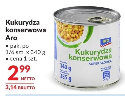 Kukurydza konserwowa Aro promocja w Makro