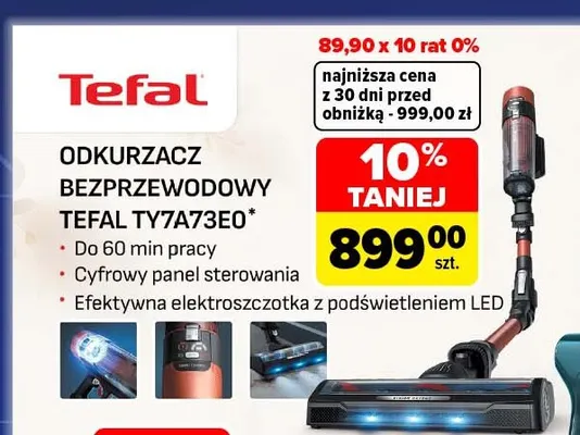Odkurzacz bezprzewodowy Tefal TY7A73E0 promocja w Carrefour