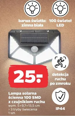 Lampa solarna ścienna 100 SMD z czujnikiem ruchu promocja w Netto