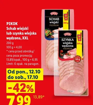 Szynka wiejska wędzona Pikok Premium XXL promocja w Lidl