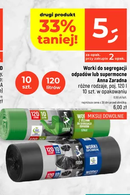 Worki do segregacji odpadów 120 l Anna Zaradna promocja w Dealz