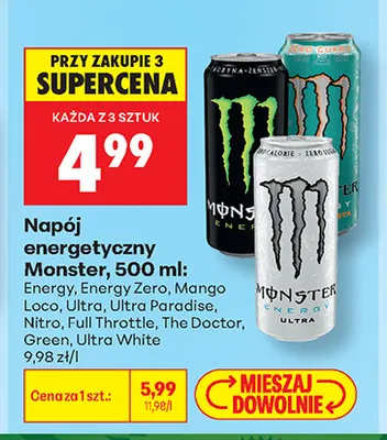 Napój energetyczny Monster Ultra promocja w Biedronka