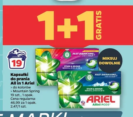 Kapsułki do prania Ariel All in 1 Pods Mountain Spring promocja w Netto