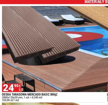 Deska tarasowa Mercado Basic Brąz 2000x120x20 mm promocja w Merkury Market