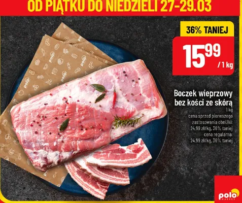 Boczek wieprzowy bez kości ze skórą promocja w POLOmarket