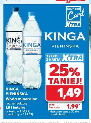 Woda mineralna KINGA PIENIŃSKA promocja w Kaufland