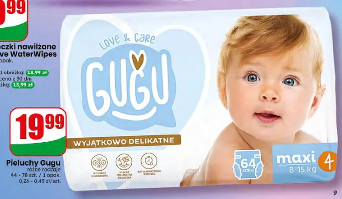 Pieluchy Gugu Maxi 4 promocja w Dino