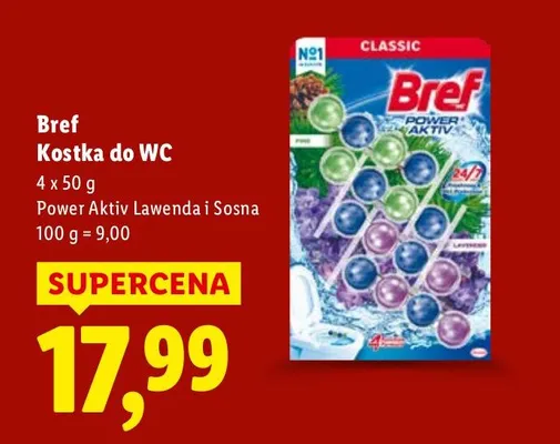 Kostka do WC Bref Kostka do WC Power Aktiv Lawenda i Sosna promocja w Lidl