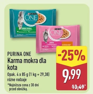 Karma mokra dla kota Purina One promocja w Aldi
