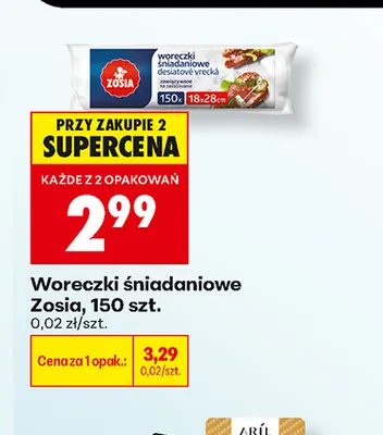 Woreczki śniadaniowe Zosia zawiązywane 18x28 cm promocja w Biedronka