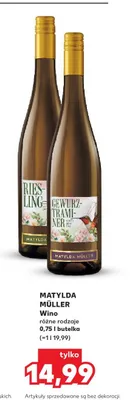 Wino białe Matylda Müller Riesling promocja w Kaufland