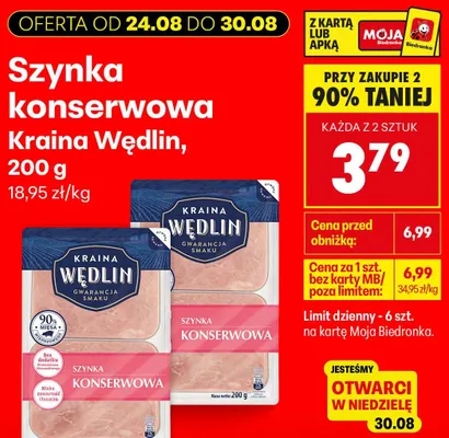 Szynka konserwowa Kraina Wędlin promocja w Biedronka