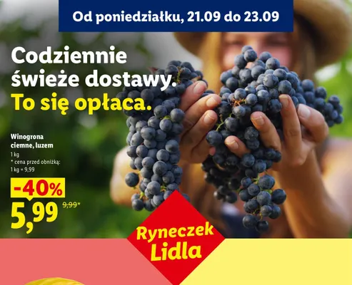 Winogrona ciemne luzem Ryneczek Lidla promocja w Lidl