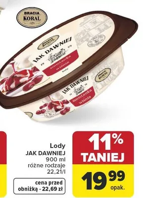 Lody Jak Dawniej Bracia Koral śmietanka wiśnia promocja w Carrefour Market