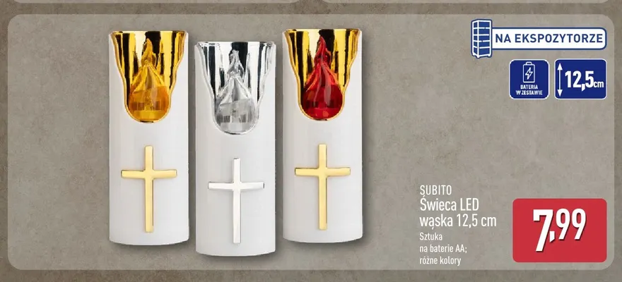 Świeca LED wąska 12,5 cm Subito promocja w Aldi