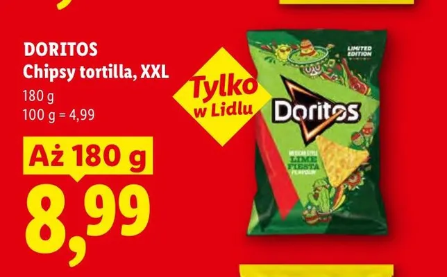 Chipsy tortilla XXL Doritos promocja w Lidl