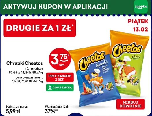 Chrupki Cheetos różne rodzaje promocja w Żabka