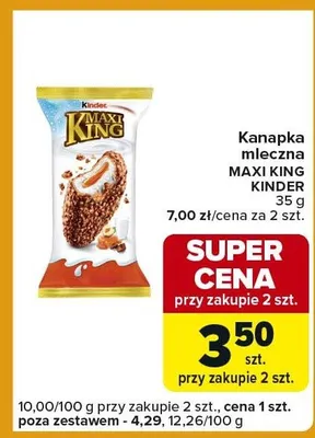 Kanapka mleczna Maxi King Kinder promocja w Carrefour Express
