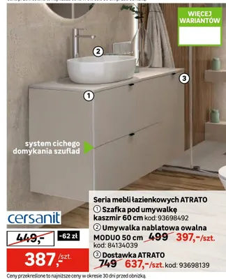 Umywalka nablatowa owalna MODUO 50cm promocja w Leroy Merlin