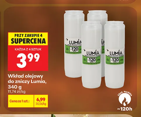 Wkład olejowy do zniczy Lumia promocja w Biedronka