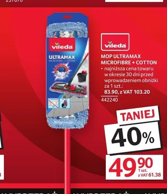 Mop płaski Vileda Ultramax Microfibre + Cotton promocja w Selgros