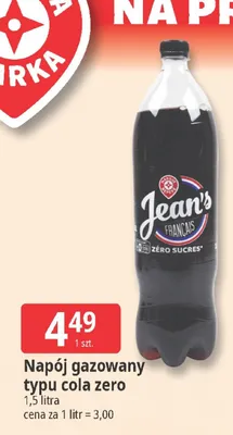 Napój gazowany typu cola zero promocja w Leclerc
