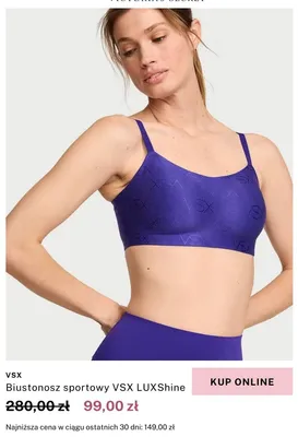 Biustonosz sportowy Victoria's Secret VSX LUXShine promocja w Victoria's Secret