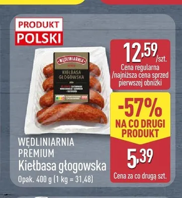 Kiełbasa głogowska Wędliniarnia Premium promocja w Aldi
