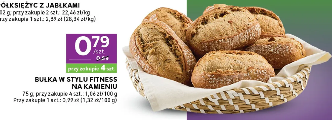 Bułka w stylu fitness na kamieniu promocja w Stokrotka