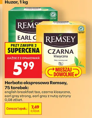 Herbata ekspresowa czarna klasyczna Remsey promocja w Biedronka