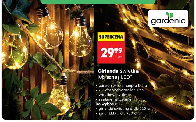 Sznur LED Gardenic dł. 900cm promocja w Biedronka
