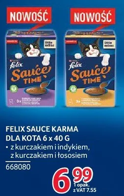 Karma dla kota Felix Sauce Time 6 x 40 g z kurczakiem i indykiem, z kurczakiem i łososiem promocja w Selgros