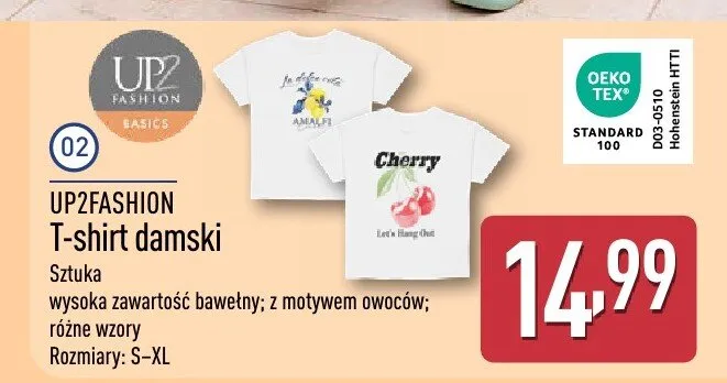 T-shirt damski UP2FASHION promocja w Aldi