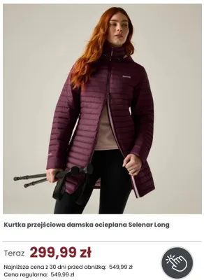 Kurtka przejściowa damska ocieplana Selenar Long Regatta promocja w Regatta
