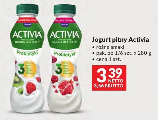 Jogurt pitny Activia różne smaki promocja w Makro
