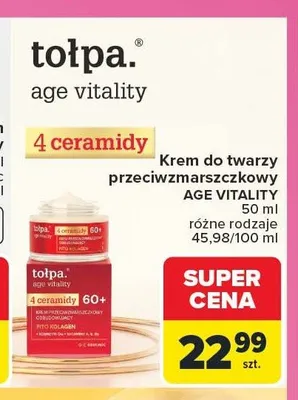 Krem do twarzy przeciwzmarszczkowy Tołpa Age Vitality 4 ceramidy promocja w Carrefour