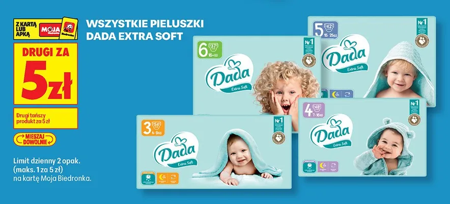 Pieluszki Dada Extra Soft promocja w Biedronka