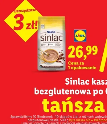 Kaszka zbożowa bezglutenowa po 6 m-cu Nestlé Sinlac promocja w Lidl
