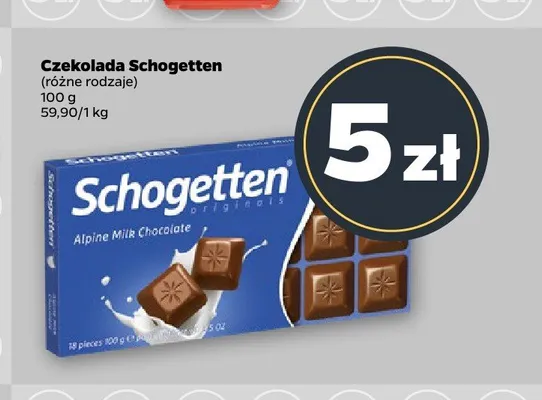 Czekolada Schogetten Alpine Milk Chocolate promocja w Netto