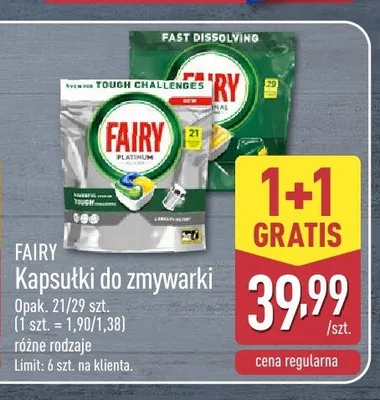 Kapsułki do zmywarki Fairy Platinum promocja w Aldi
