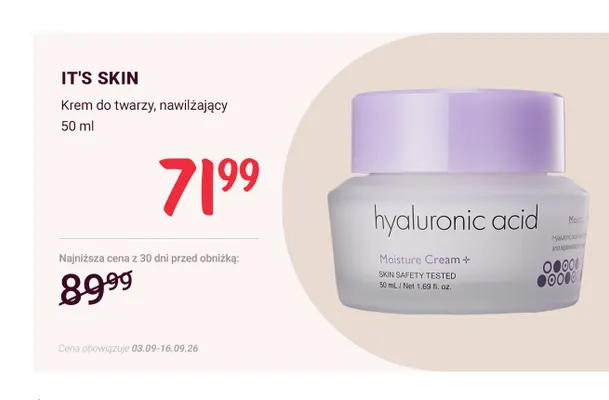 Krem do twarzy nawilżający It's Skin promocja w Rossmann