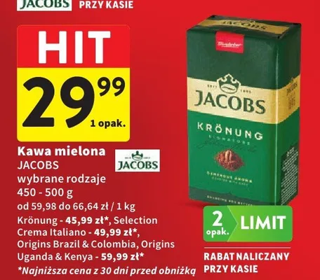 Kawa mielona Krönung wybrane rodzaje promocja w Intermarche