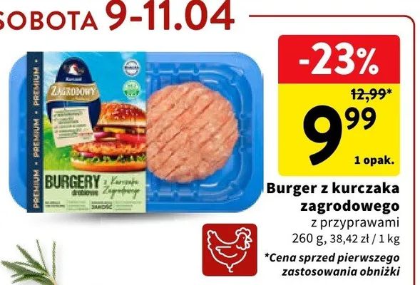 Burger z kurczaka zagrodowego z przyprawami promocja w Intermarche