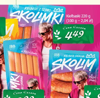 Kiełbaski z szynki Skolimki promocja w CEZAR Delikatesy