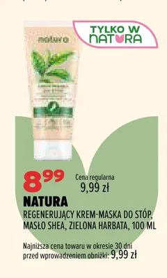 Regenerujący krem-maska do stóp masło shea zielona herbata Natura promocja w Drogerie Natura