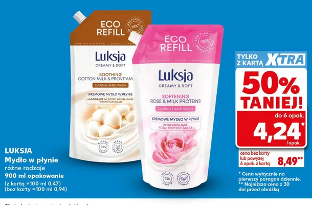 Kremowe mydło w płynie Luksja Creamy & Soft wygładzające róża i proteiny mleka promocja w Kaufland