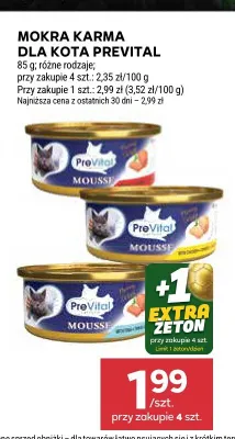 Mokra karma dla kota PreVital Mousse z kurczakiem promocja w Stokrotka