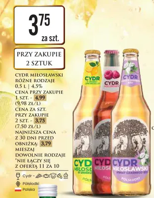 Cydr Miłosławski Półsłodki promocja w Dino
